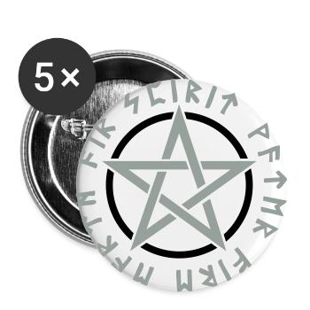 Pentagramm, Elemente, Runen, Magie, Symbol, Stern - Buttons groß 56 mm (5er Pack) - Weiß - Vorne