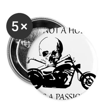 Moto disant crâne - Lot de 5 grands badges (56 mm) - blanc - Devant