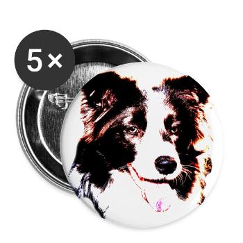 Border Collie - Buttons large 2.2''/56 mm (5-pack) - white - Front