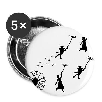 fliegender Löwenzahn - flying Dandelion - Buttons groß 56 mm (5er Pack) - Weiß - Vorne
