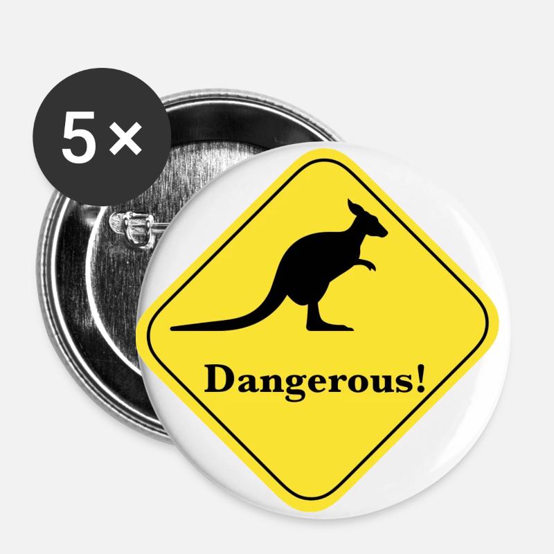 Dangerous kangaroo - Buttons large 2.2''/56 mm (5-pack) - white