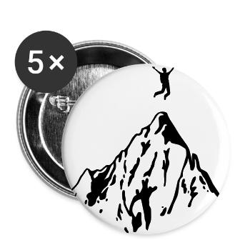 Bergsteiger erreicht Gipfel - Buttons groß 56 mm (5er Pack) - Weiß - Vorne