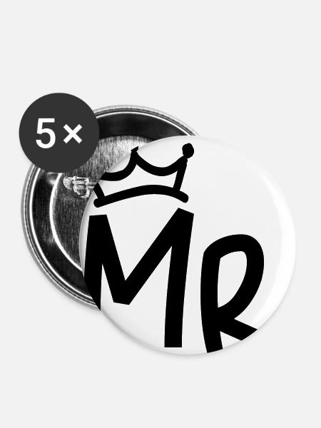 mr_heart_crown - Buttons groß 56 mm (5er Pack) - Weiß