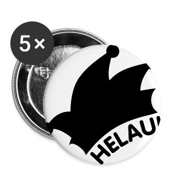 Helau / Alaaf / Fasching - Buttons groß 56 mm (5er Pack) - Weiß - Vorne