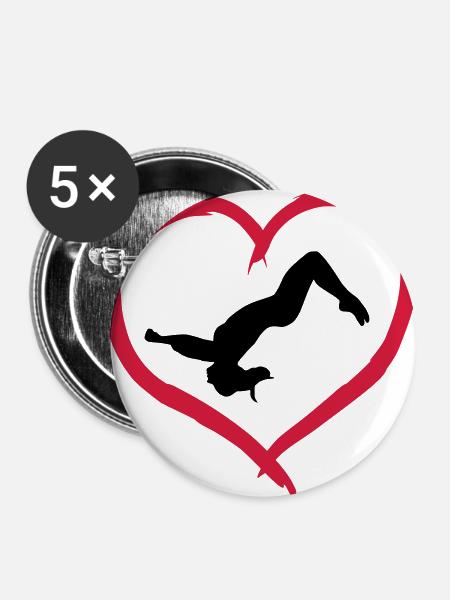 Gymnast, Gymnastics Heart & Backflip - Buttons large 2.2''/56 mm (5-pack) - white