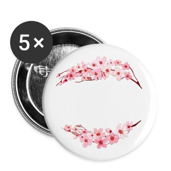 Customizable cherry blossom half wreath - Buttons large 2.2''/56 mm (5-pack) - white - Front