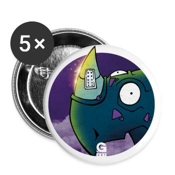 GIGGJOTT animiertes Nashorn - Buttons groß 56 mm (5er Pack) - Weiß - Vorne