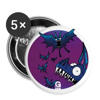 GIGGJOTT animierte Fledermäuse - Buttons groß 56 mm (5er Pack) - Weiß - Vorne