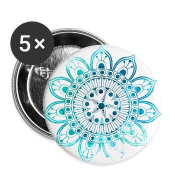 Mandala - Blau - Buttons groß 56 mm (5er Pack) - Weiß - Vorne