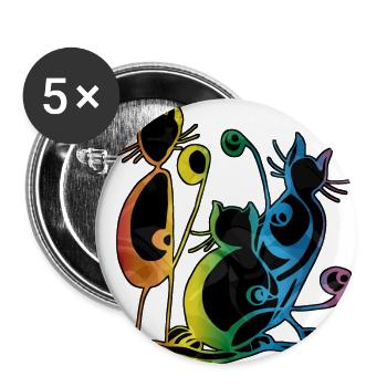 Cat family - Buttons large 2.2''/56 mm (5-pack) - white - Front