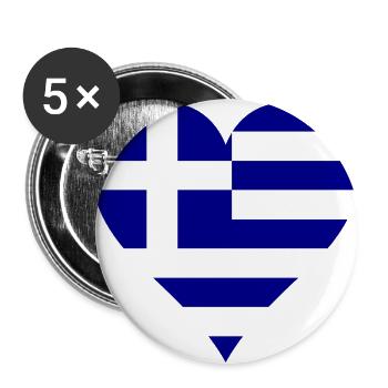 Drapeau grec comme coeur - Lot de 5 grands badges (56 mm) - blanc - Devant