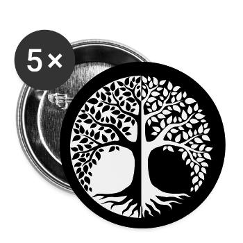 Yin yang Lebensbaum | Tree of Life Symbol - Buttons groß 56 mm (5er Pack) - Weiß - Vorne