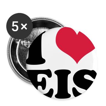 I Love Eis - Buttons groß 56 mm (5er Pack) - Weiß - Vorne