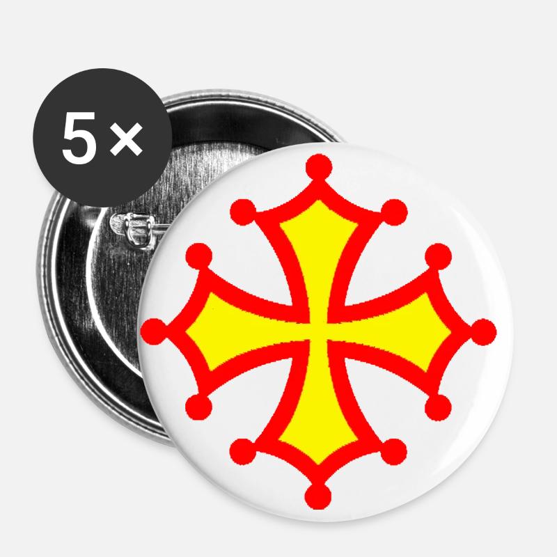 Occitan cross 1 - Buttons large 2.2''/56 mm (5-pack) - white