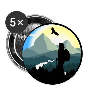 Mountains, hiking, wilderness - woman - Buttons large 2.2''/56 mm (5-pack) - white - Front