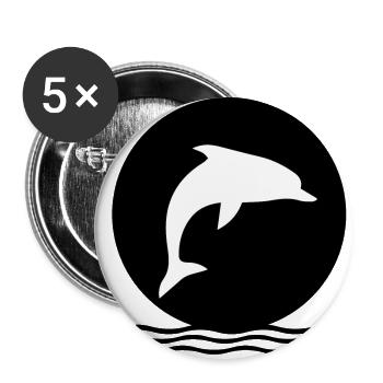 Dolphin Delfine - Buttons groß 56 mm (5er Pack) - Weiß - Vorne