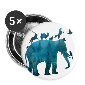 Arche mit Tieren - Buttons groß 56 mm (5er Pack) - Weiß - Vorne