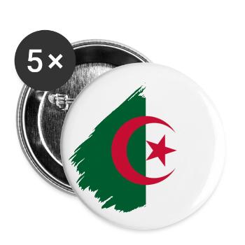 Drapeau du Algérie - Lot de 5 grands badges (56 mm) - blanc - Devant