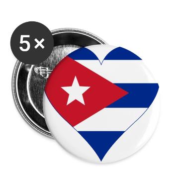 Cuba Drapeau Coeur - Lot de 5 grands badges (56 mm) - blanc - Devant