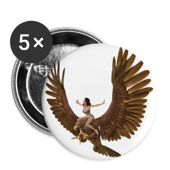 Femme avec un énorme aigle royal - Lot de 5 grands badges (56 mm) - blanc - Devant