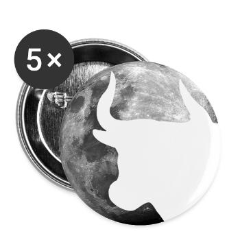 Stier im Vollmond - Buttons groß 56 mm (5er Pack) - Weiß - Vorne