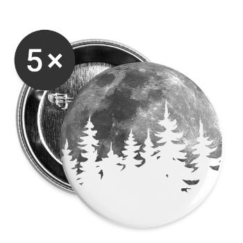Tannenwald im Volldmond Wildnis Natur - Buttons groß 56 mm (5er Pack) - Weiß - Vorne