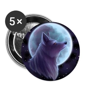 Wolf vor Mond | Silber - Buttons groß 56 mm (5er Pack) - Weiß - Vorne