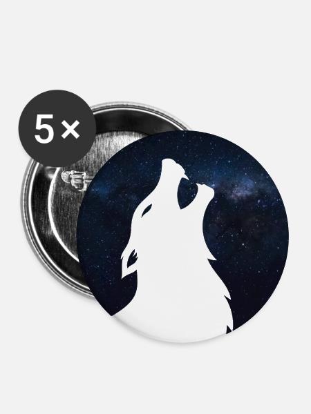 Wolf silhouette Galaxy - Buttons groß 56 mm (5er Pack) - Weiß