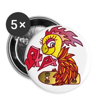 SKATING PHOENIX - Buttons large 2.2''/56 mm (5-pack) - white - Front