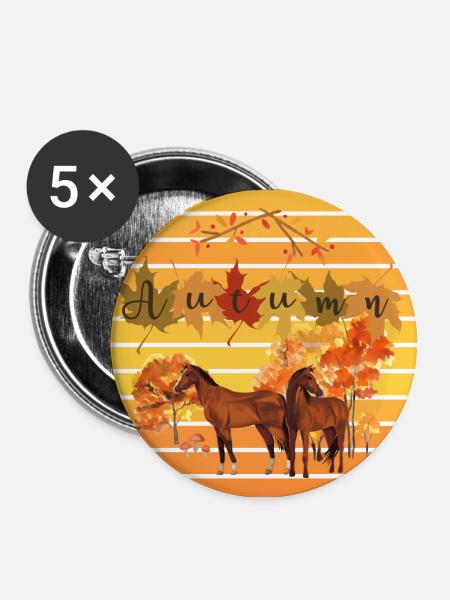 Autumn and the horses - Autumn - Buttons large 2.2''/56 mm (5-pack) - white