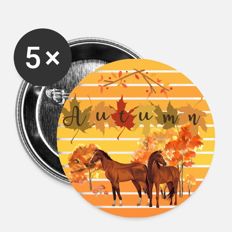 Autumn and the horses - Autumn - Buttons large 2.2''/56 mm (5-pack) - white