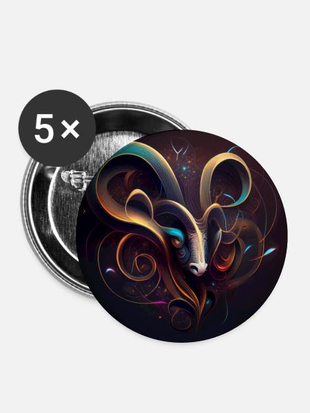 Sternzeichen: Widder - Buttons groß 56 mm (5er Pack) - Weiß