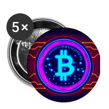 Bitcoin verbunden mit der Matrix - Buttons groß 56 mm (5er Pack) - Weiß - Vorne