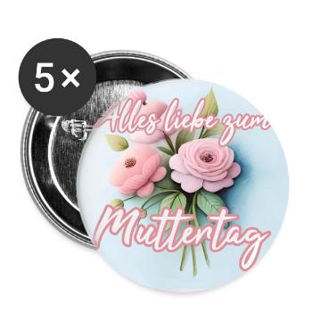 Alles Liebe Zum MUTTERTAG - Buttons groß 56 mm (5er Pack) - Weiß - Vorne