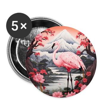 Flamingo (no1) - Japanese - Buttons large 2.2''/56 mm (5-pack) - white - Front