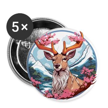 Japanese Sika deer in anime style - Buttons large 2.2''/56 mm (5-pack) - white - Front