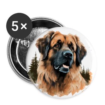 wunderschöner Leonberger Hundeportrait - Buttons groß 56 mm (5er Pack) - Weiß - Vorne