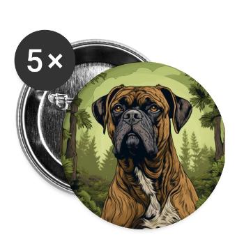 Boxer Hund Hunderasse im Retro Vintage Design - Buttons groß 56 mm (5er Pack) - Weiß - Vorne