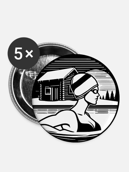 Eisschwimmen - Buttons groß 56 mm (5er Pack) - Weiß