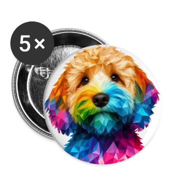 Modern geometric dog's muzzle cockapoo - Buttons large 2.2''/56 mm (5-pack) - white - Front