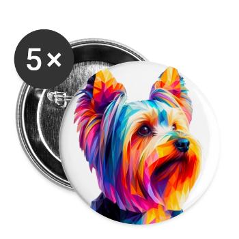 Moderner geometrischer Hundemaulkorb Yorkshire Terrier - Buttons groß 56 mm (5er Pack) - Weiß - Vorne