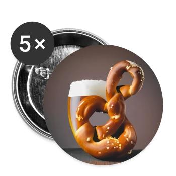 Bière Bretzel Chope - Lot de 5 grands badges (56 mm) - blanc - Devant