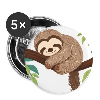 Cute Sloth - Buttons large 2.2''/56 mm (5-pack) - white - Front