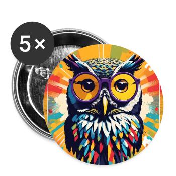 Popart Owl - Buttons large 2.2''/56 mm (5-pack) - white - Front