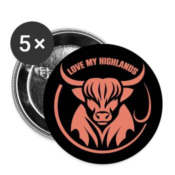 My Highlands cattle I love Highlands - Buttons large 2.2''/56 mm (5-pack) - white - Front