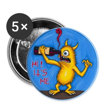 Trinkmonster Gelb Nr. 7 - Buttons groß 56 mm (5er Pack) - Weiß - Vorne