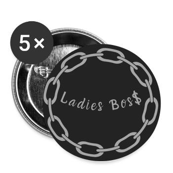 Logo Bos💲👠💪🏼 pour femmes - Lot de 5 grands badges (56 mm) - blanc - Devant