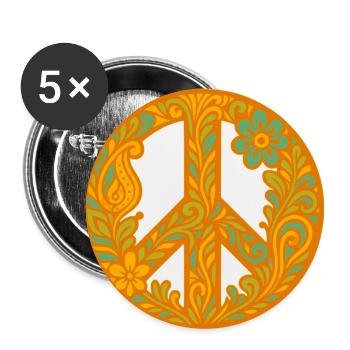 Peace sign with floral pattern - Buttons large 2.2''/56 mm (5-pack) - white - Front