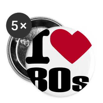 Birthday - 80's - Buttons large 2.2''/56 mm (5-pack) - white - Front