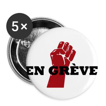 En Grève - Lot de 5 grands badges (56 mm) - blanc - Devant